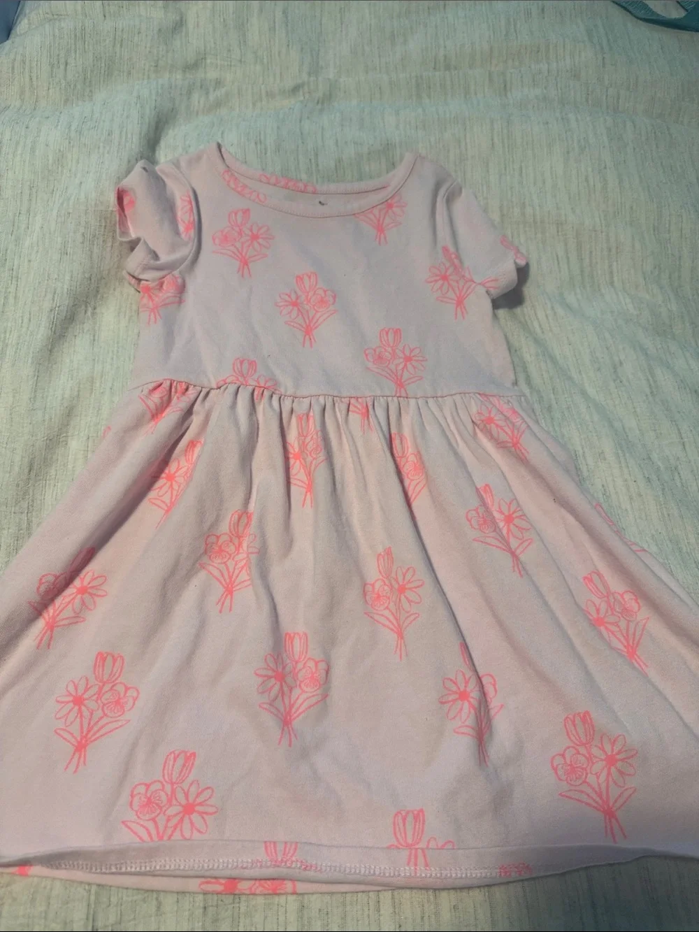 Cat & Jack Light Pink Dress with Neon Pink Floral Print